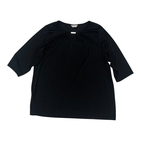 Blouse 3/4 Sleeve By Cj Banks In Black, Size:1X