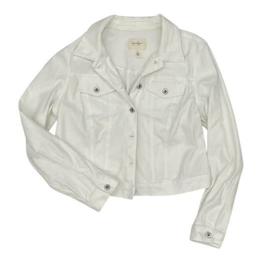 Jacket Denim By Jessica Simpson In White Denim, Size:Xl