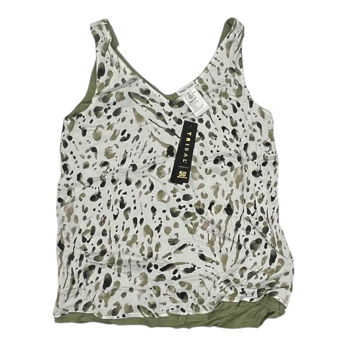 Blouse Sleeveless By Tribal In Green & White, Size:S