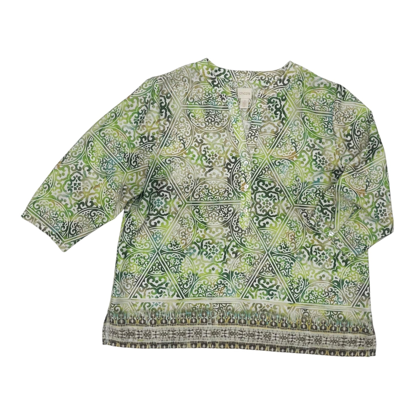 BLOUSE 3/4 SLEEVE by CHICOS In GREEN, Size: XL