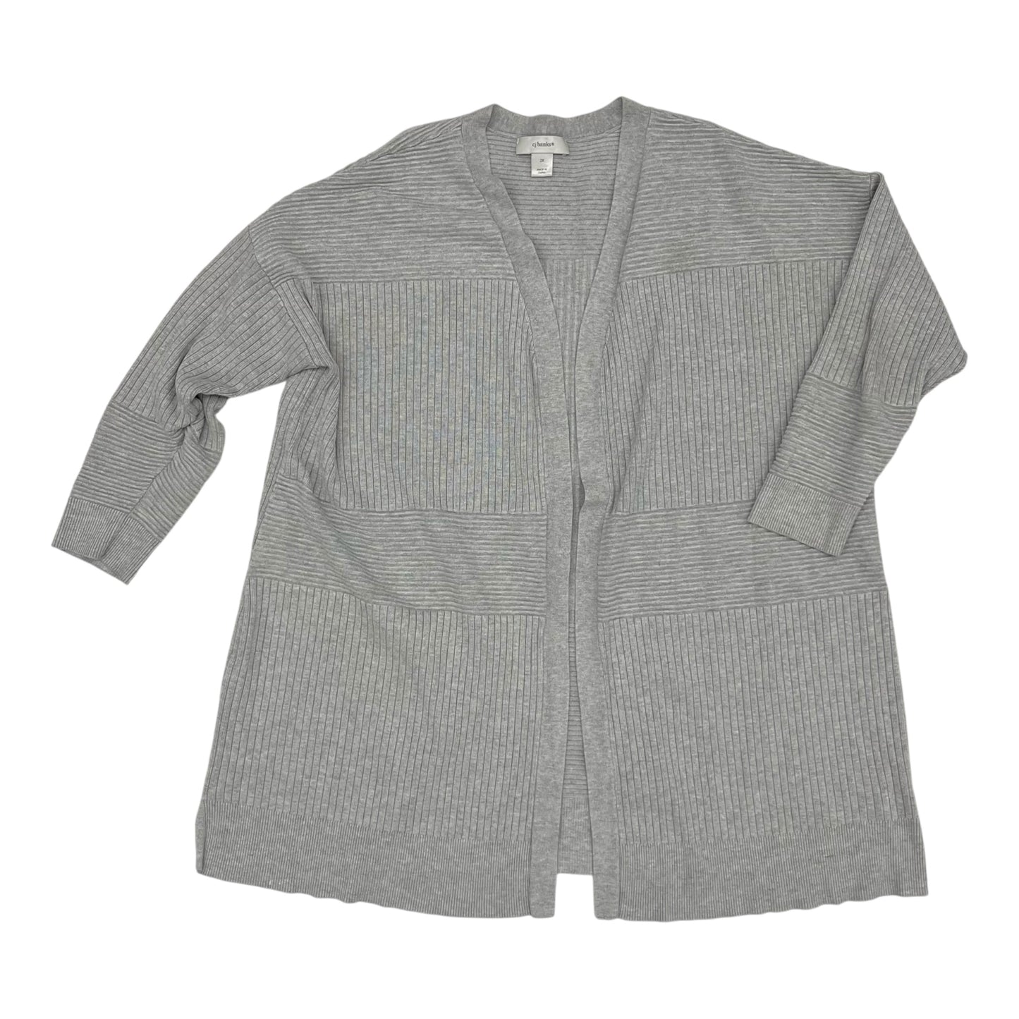 Sweater Cardigan By Cj Banks In Grey, Size:2X