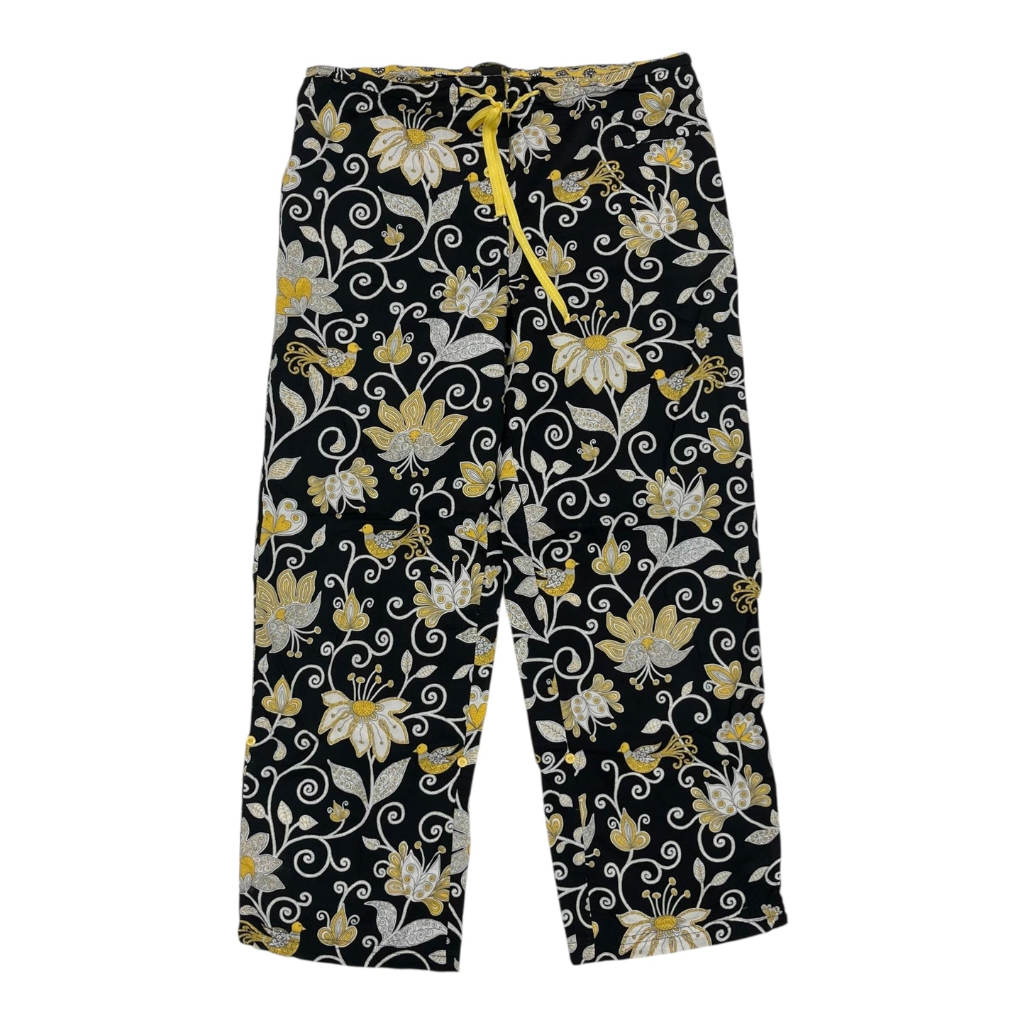 Pajama Pants By Vera Bradley In Black & Yellow, Size:S