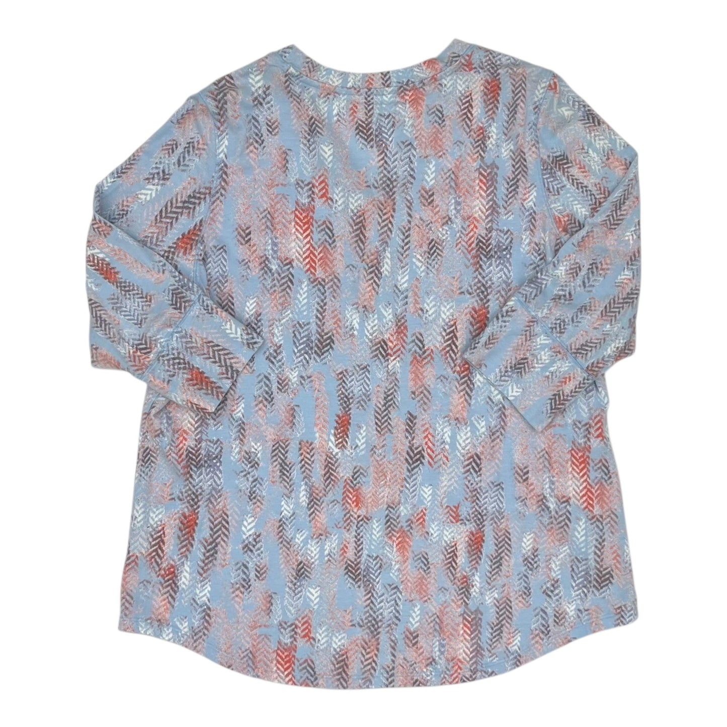 Top 3/4 Sleeve By Relativity In Blue & Orange, Size:1X