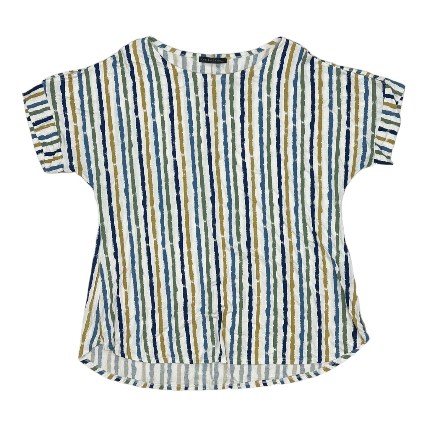 STRIPED PATTERN TOP SS by CHRIS AND CAROL Size:1X
