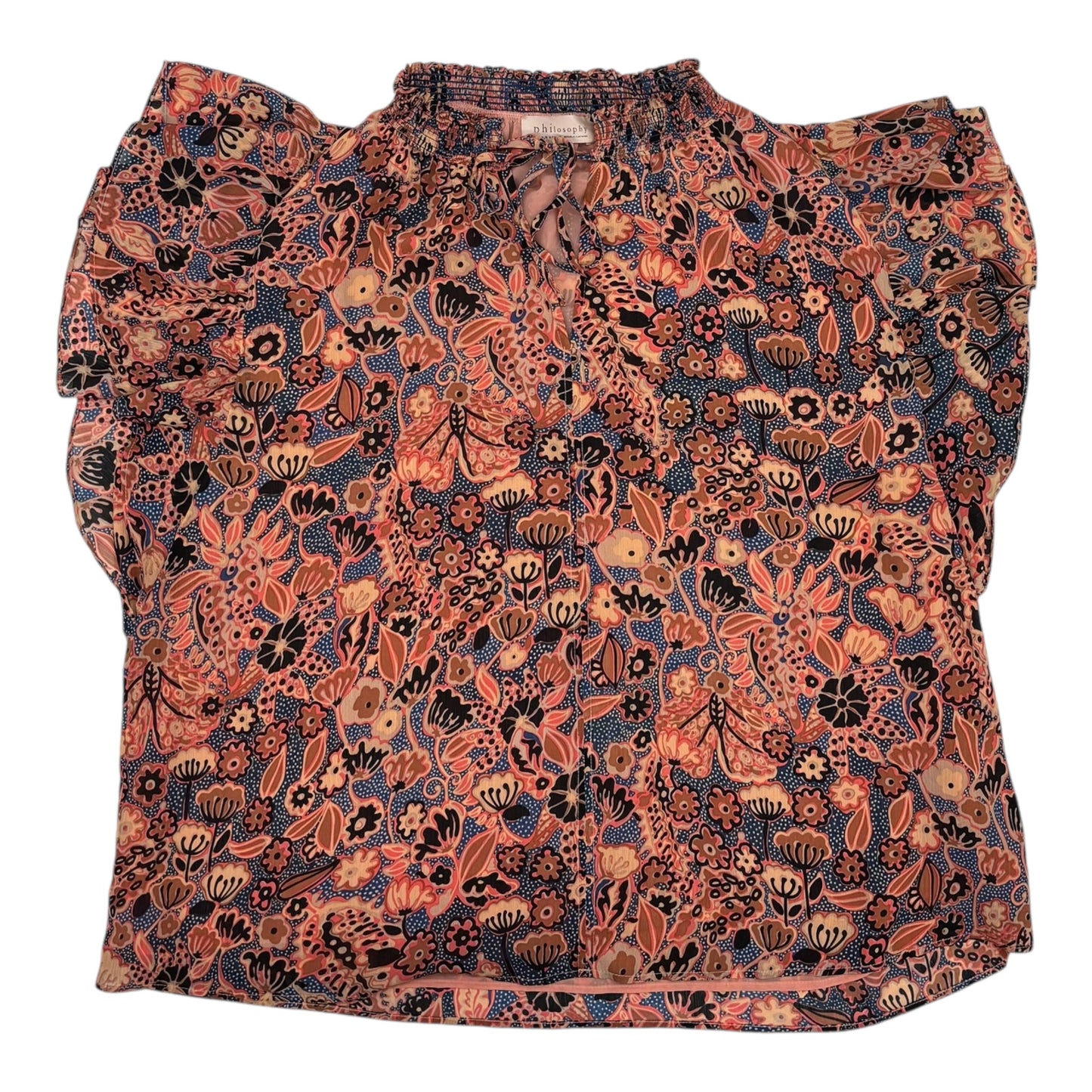 BLOUSE SS by PHILOSOPHY In BLUE & PINK, Size: 1X