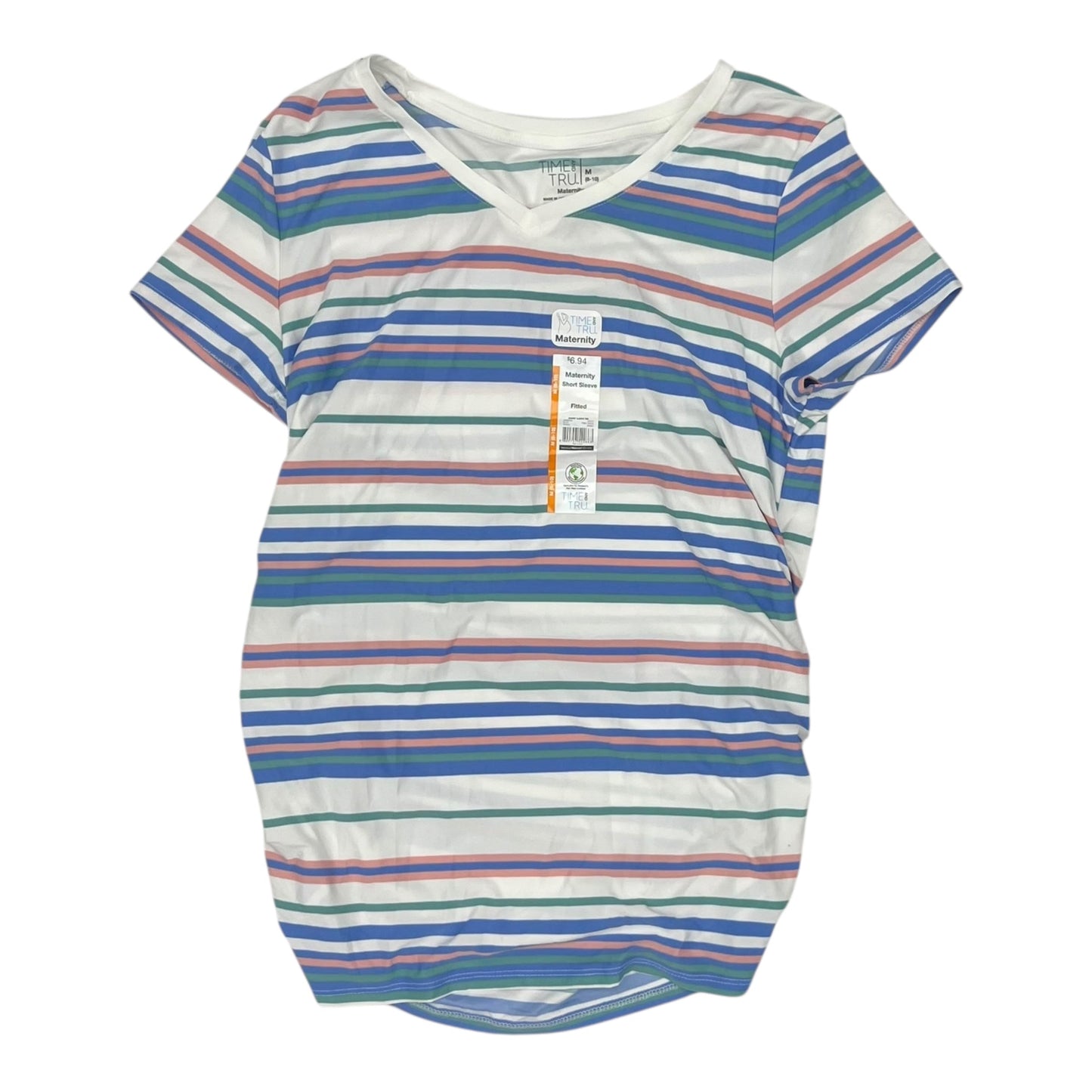 Mat Top Ss By Time And Tru In Striped Pattern, Size:M