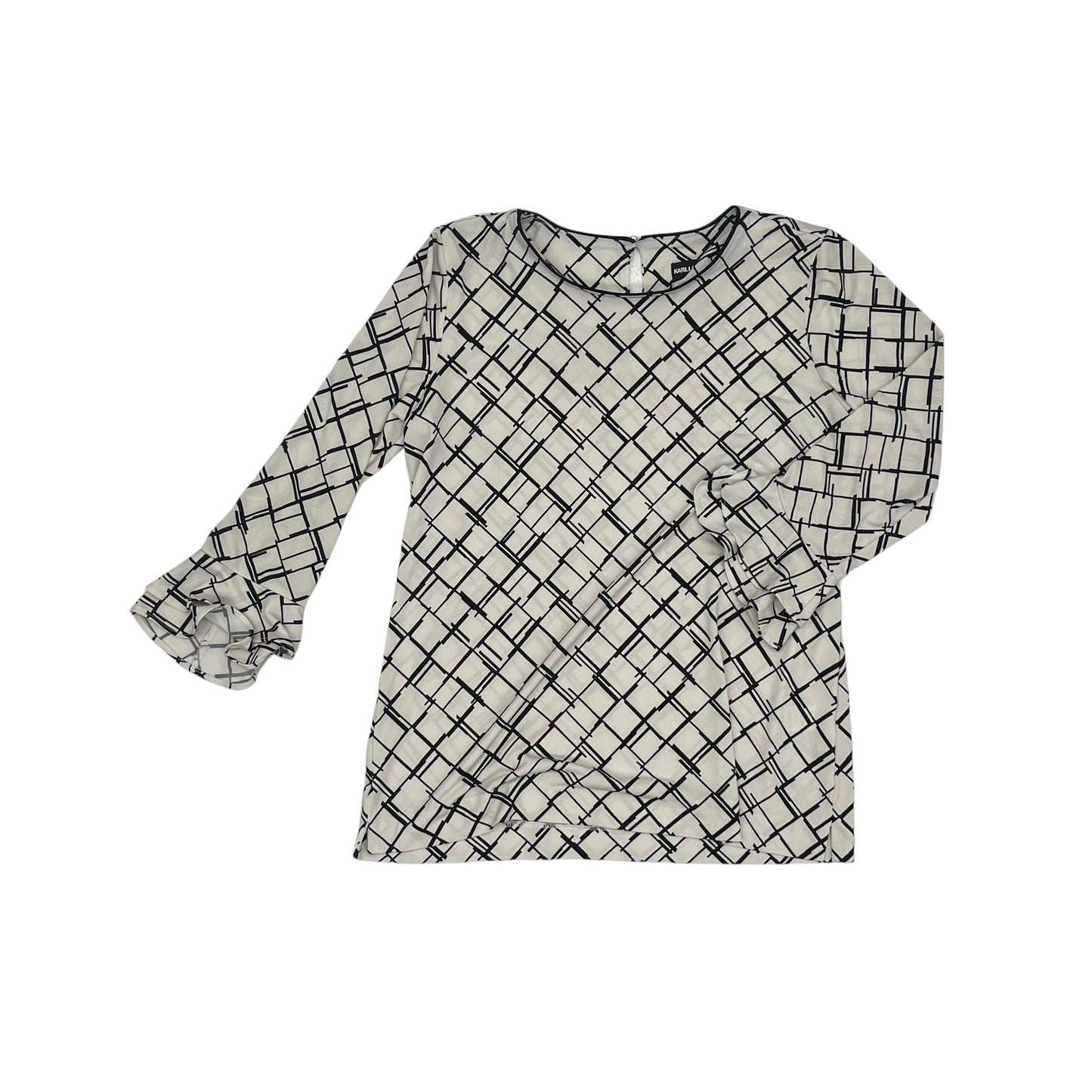 Blouse Designer By Karl Lagerfeld In Black & Cream, Size:S