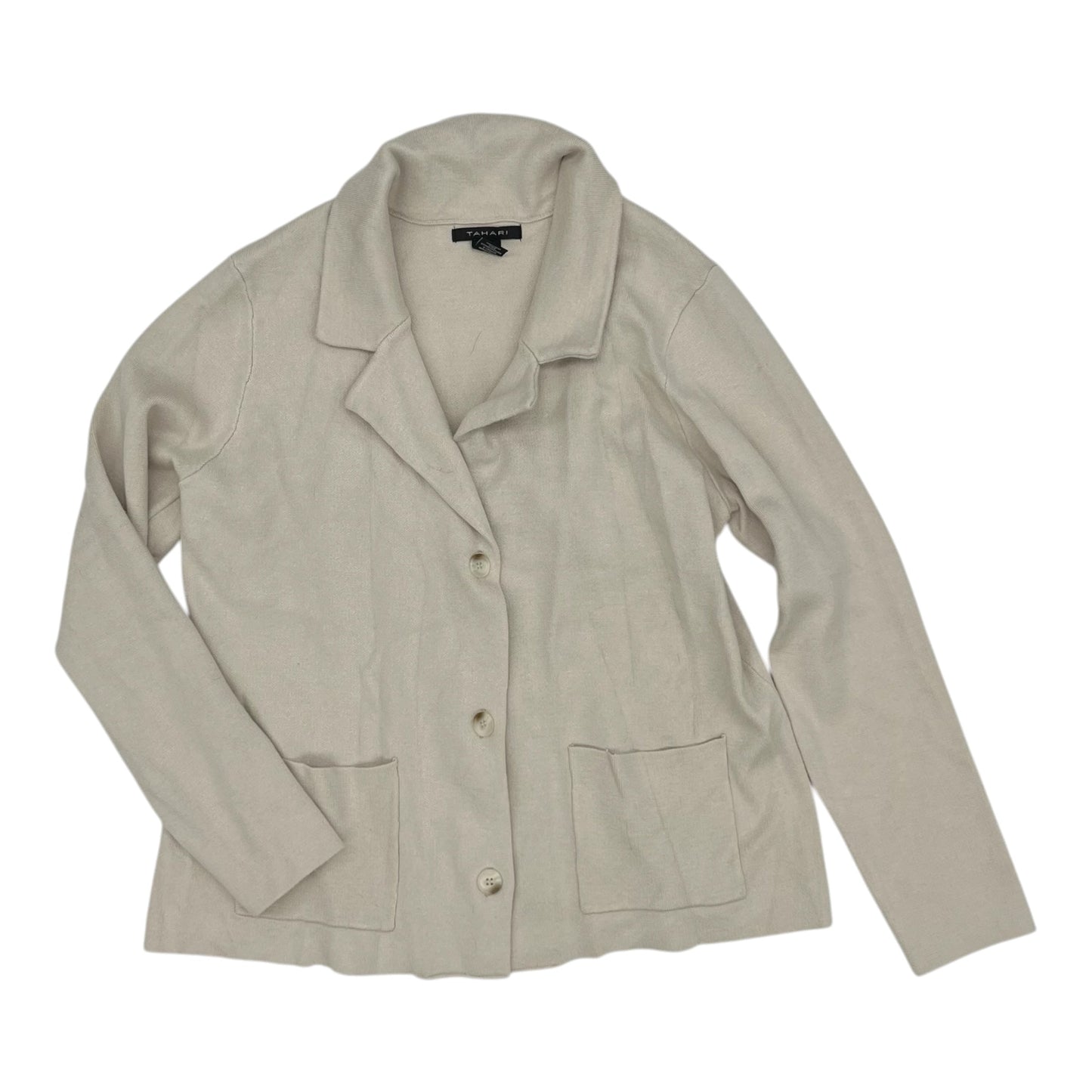 Sweater Cardigan By Tahari In Cream, Size:Xl