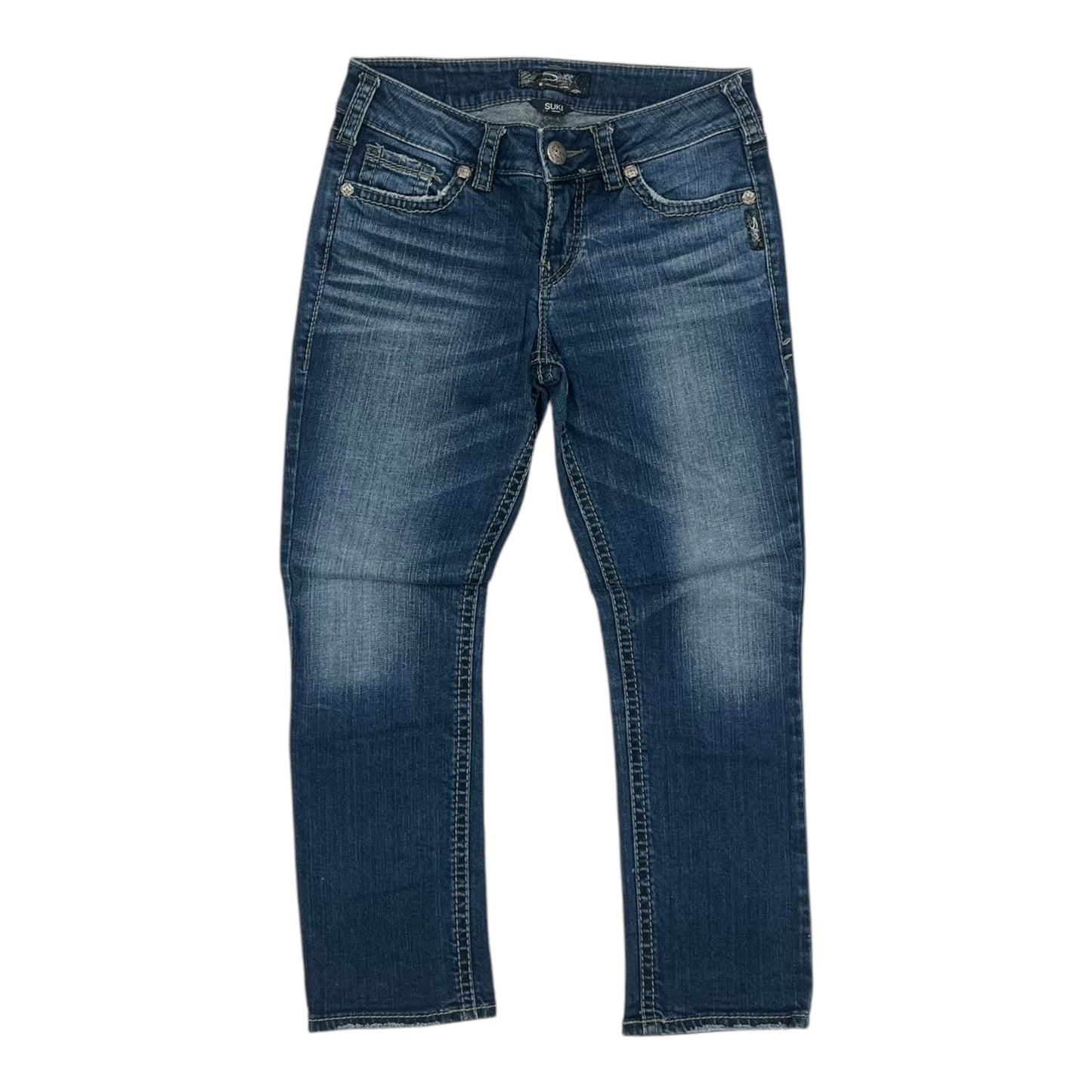 Jeans Cropped By Silver In Blue Denim, Size:4