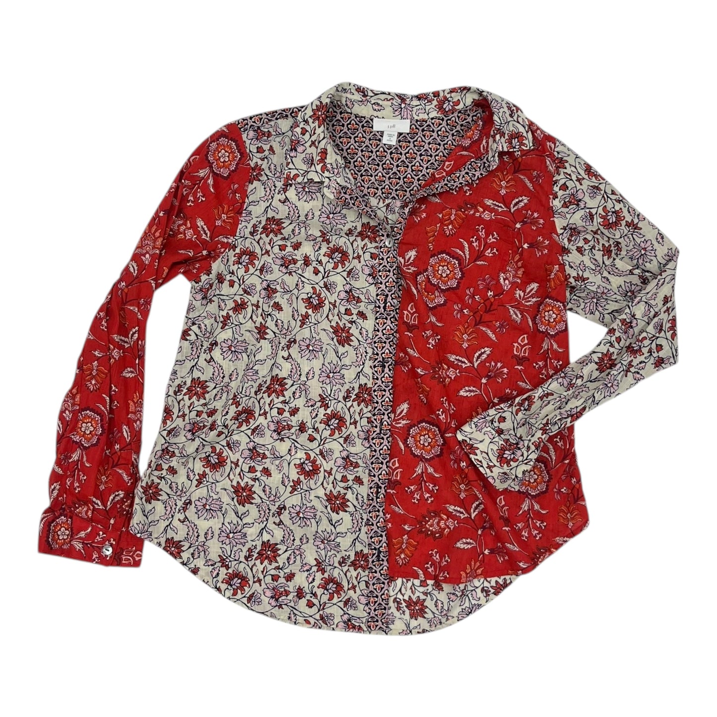 Blouse Ls By J. Jill In Red & White, Size:Sp