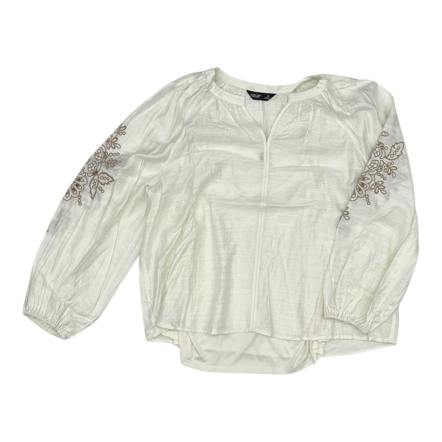 Blouse Ls By Simply Vera In Cream, Size:Xl