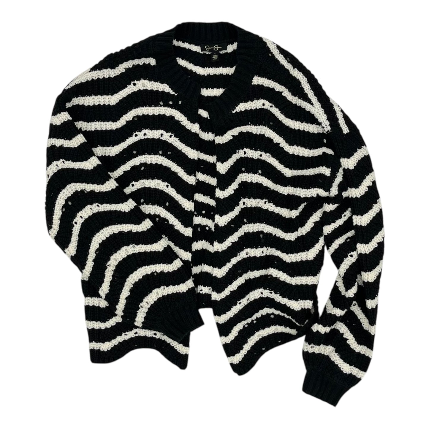 Sweater Cardigan By Jessica Simpson In Black & White, Size:L