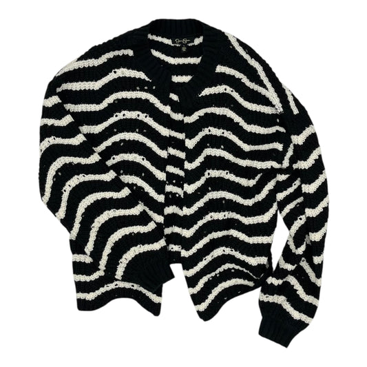 Sweater Cardigan By Jessica Simpson In Black & White, Size:L