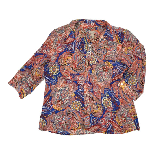 Blouse 3/4 Sleeve By Chicos In Red, Size:Xl