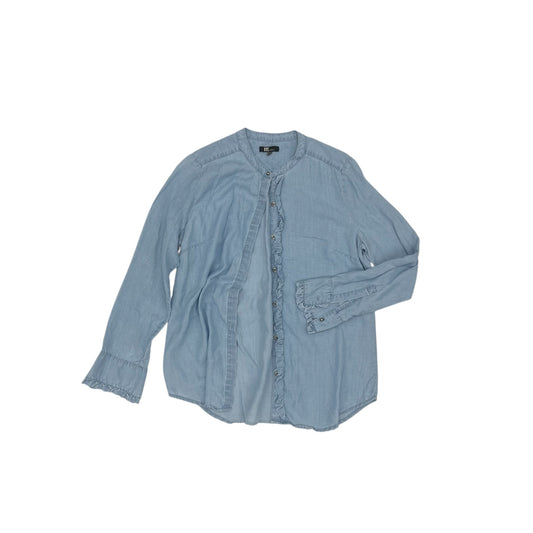 Blouse Ls By Kut In Blue Denim, Size:M