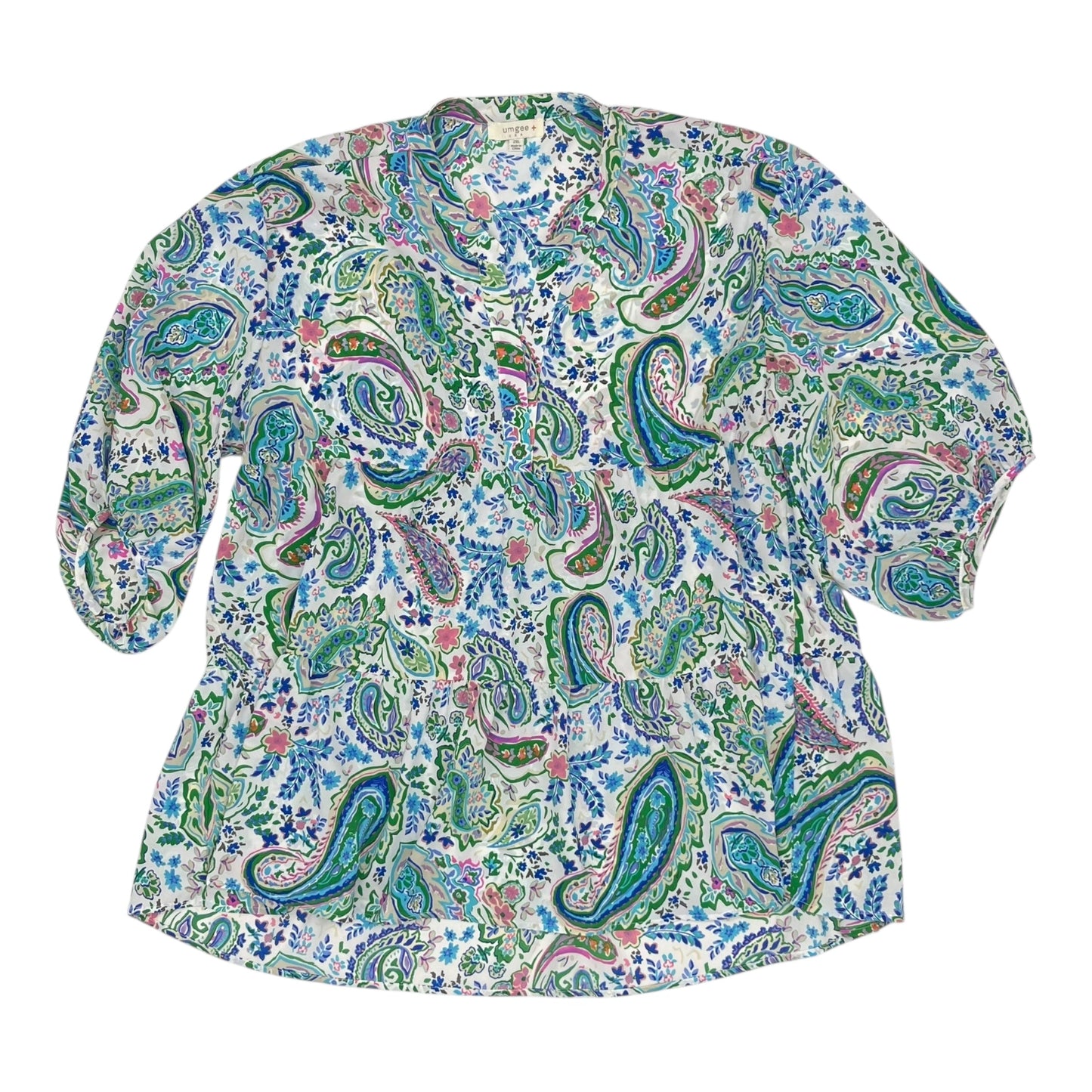Blouse 3/4 Sleeve By Umgee In Floral Print, Size:2X