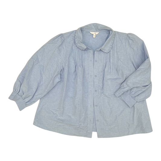 Blouse Ls By Lc Lauren Conrad In Blue, Size:2X