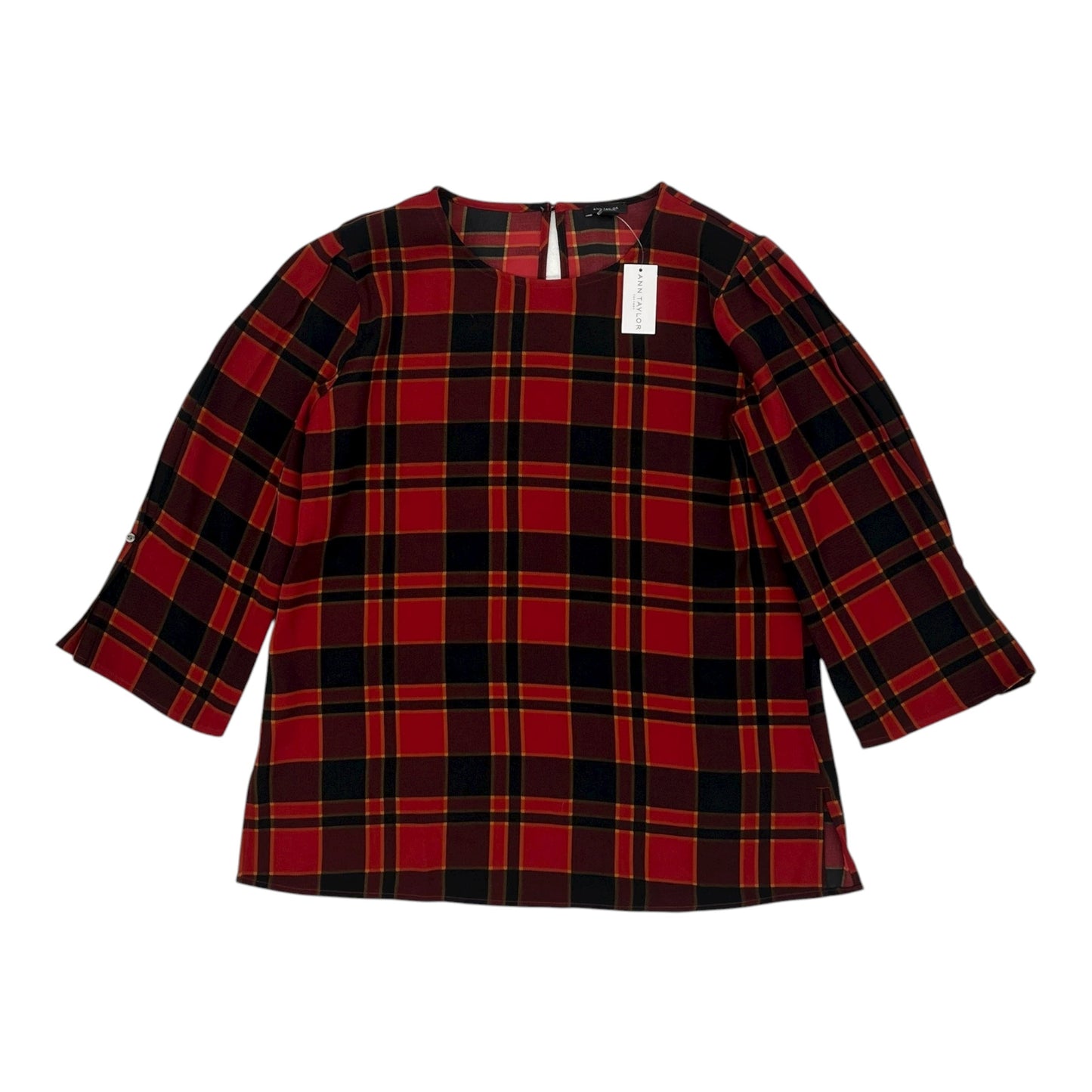 Blouse 3/4 Sleeve By Ann Taylor In Black & Red, Size:S