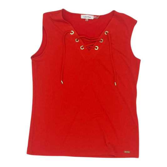 Blouse Sleeveless By Calvin Klein In Orange, Size:S