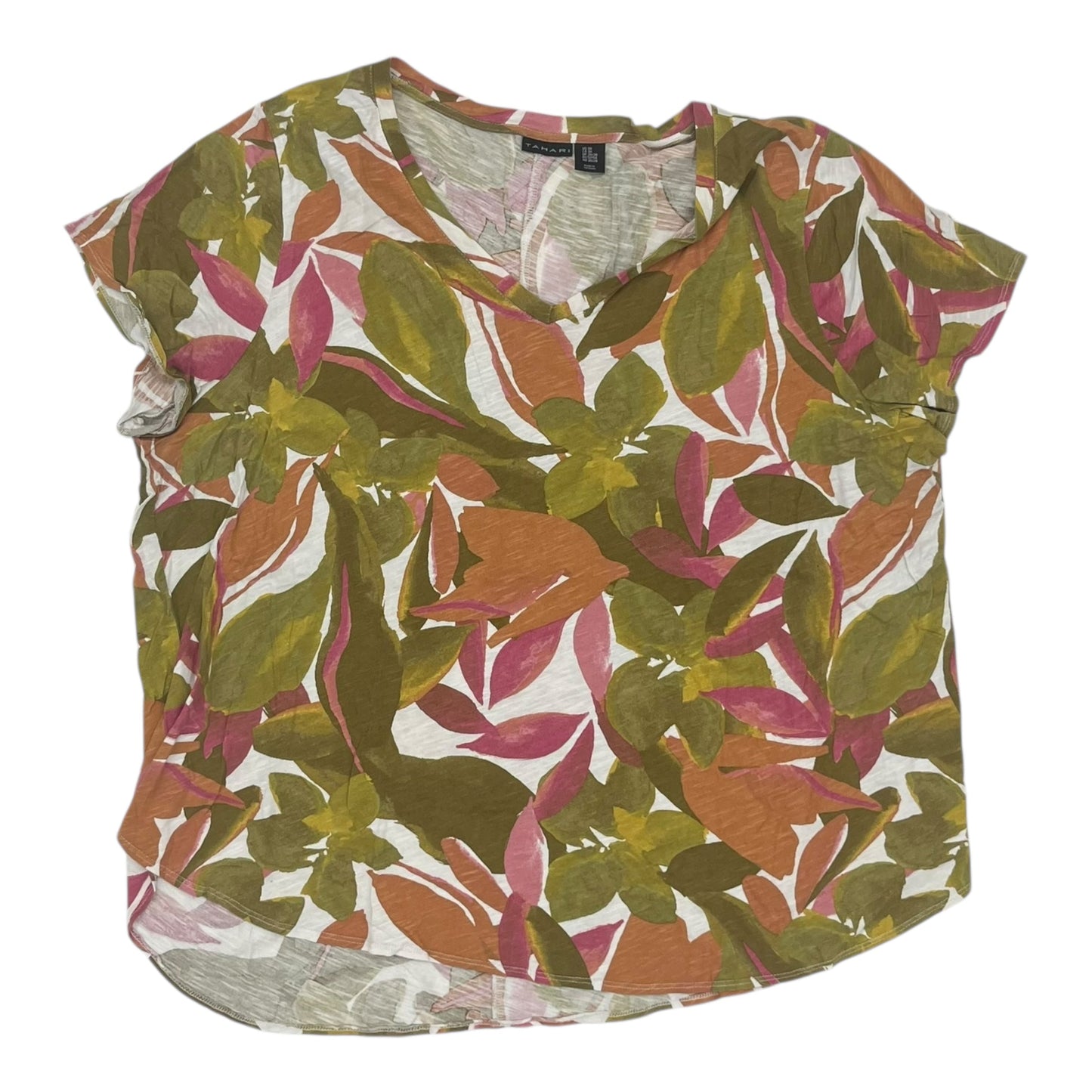 Top Ss By Tahari By Arthur Levine In Green & Orange, Size:3X