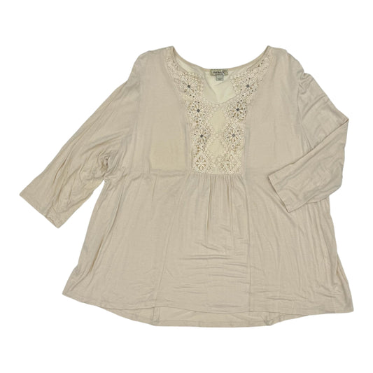 Blouse Ls By One World In Cream, Size:3X