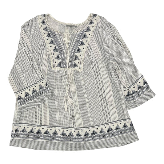 Tunic Ls By Daniel Rainn In Blue & Cream, Size:3X