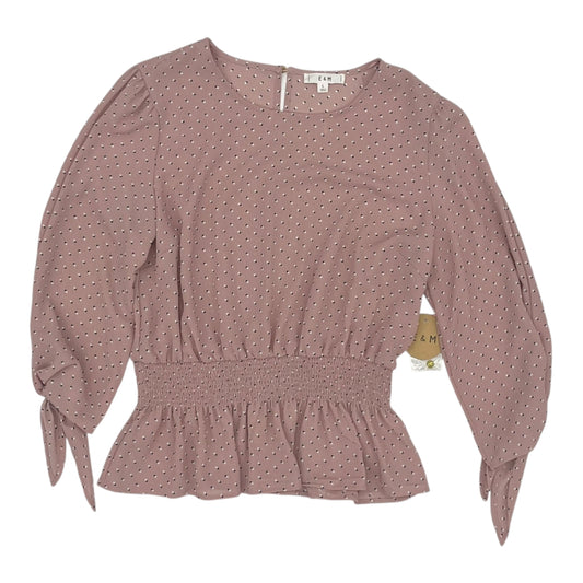 Blouse Ls By E&M In Pink, Size:L