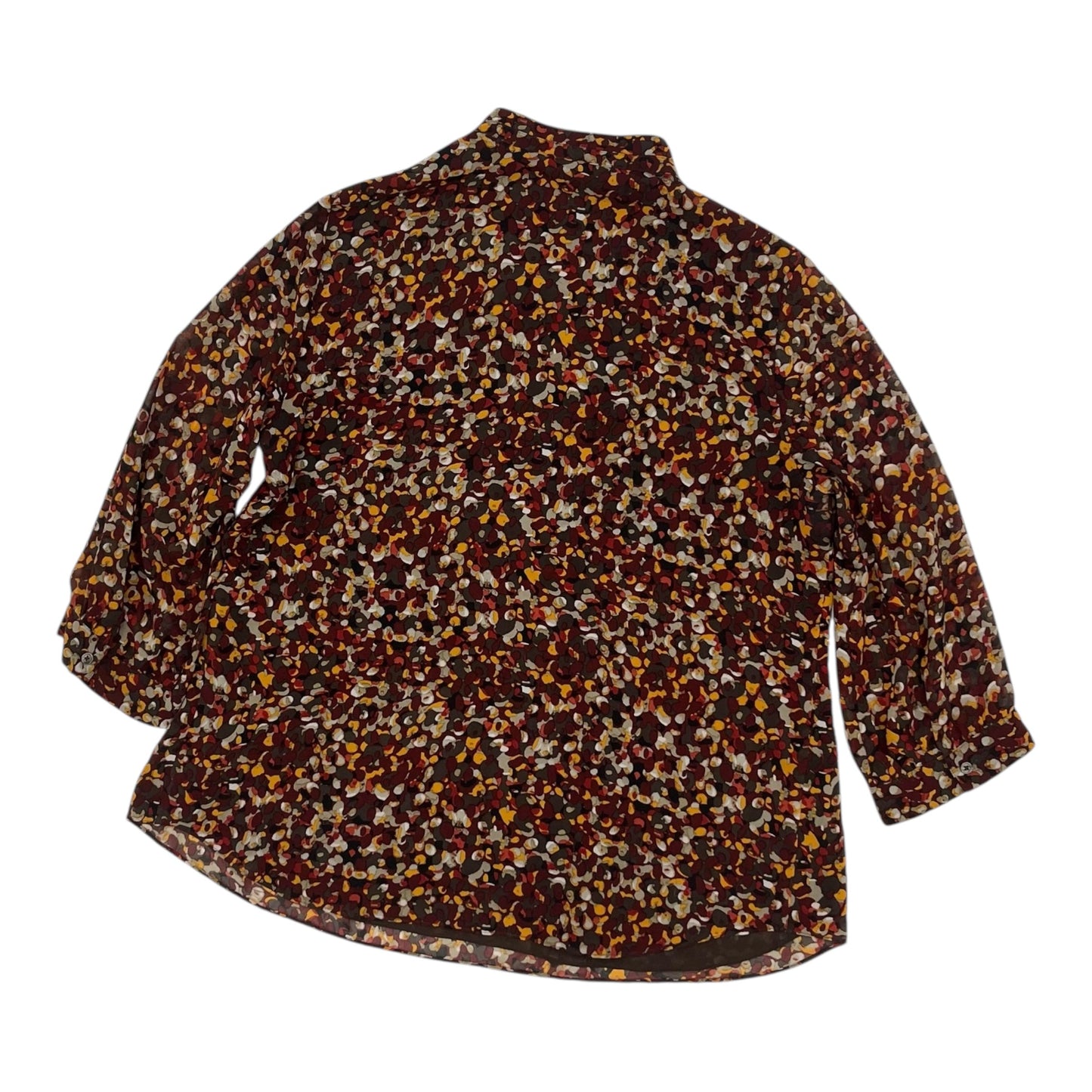 Blouse 3/4 Sleeve By Coldwater Creek In Brown & Red, Size:L
