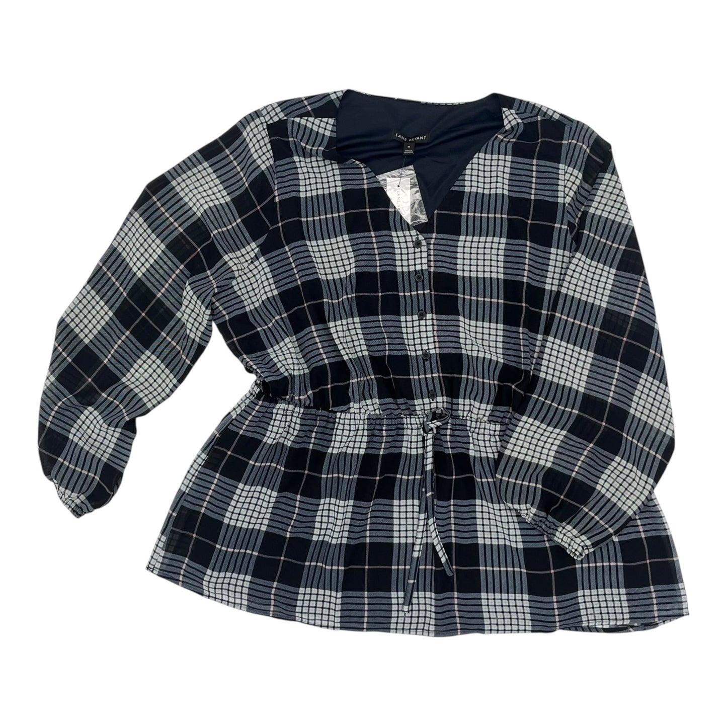 Blouse Ls By Lane Bryant In Blue, Size:1X