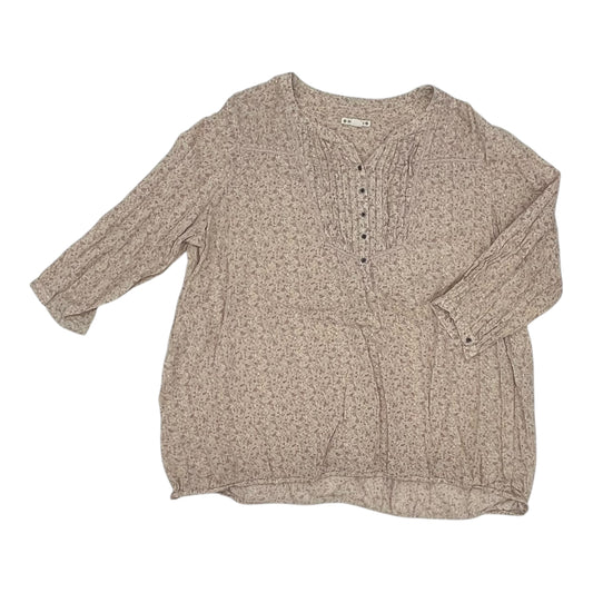 Blouse 3/4 Sleeve By Ruff Hewn In Tan, Size:3X