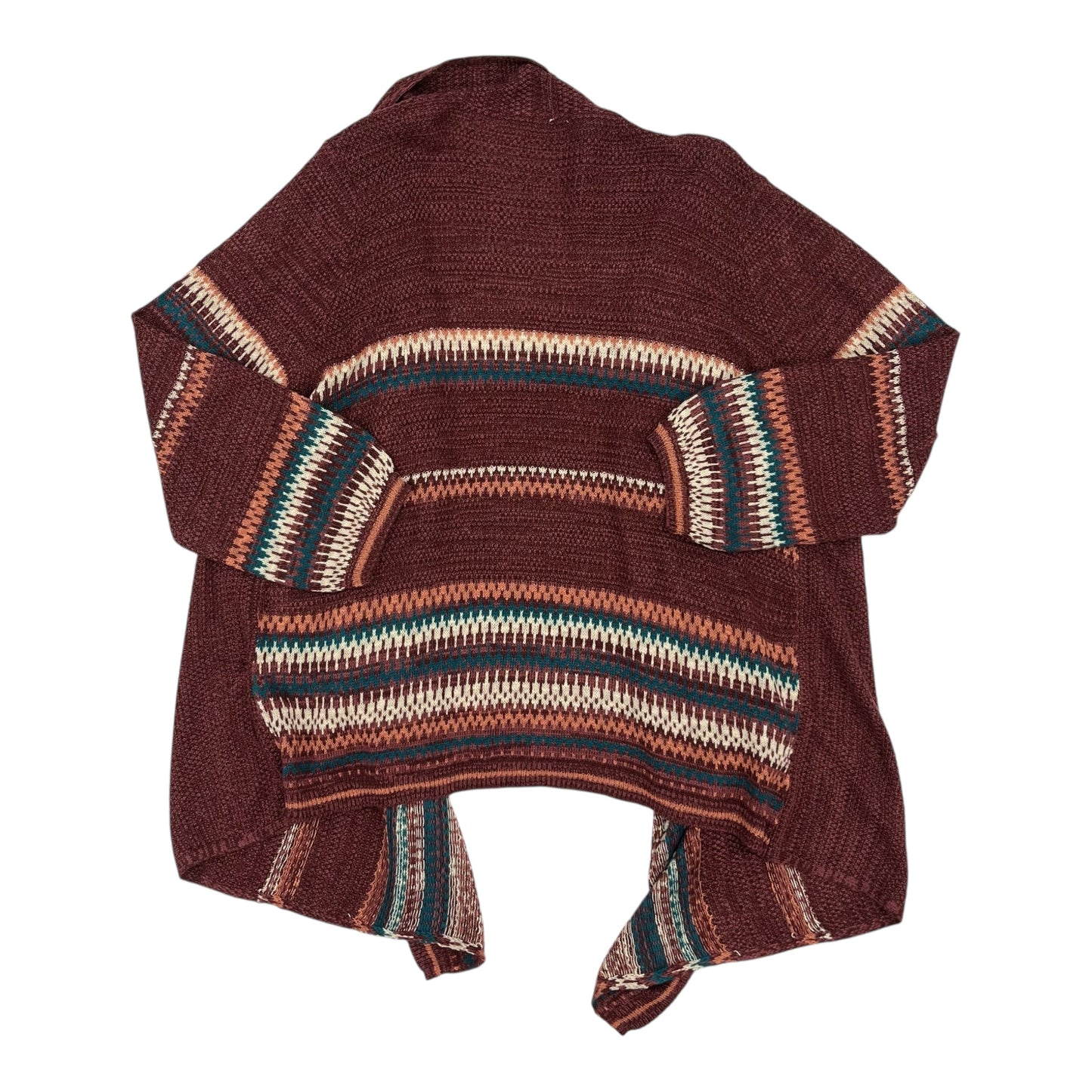 Sweater Cardigan By One World In Red, Size:3X