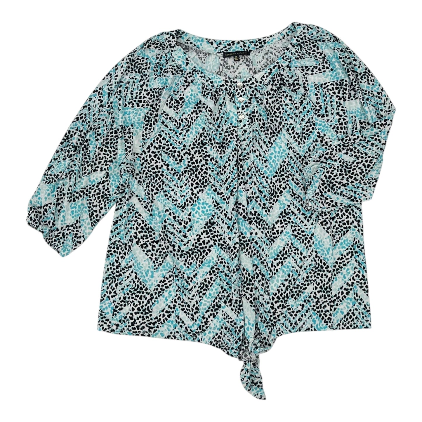 Blouse 3/4 Sleeve By Adrienne Vittadini In Blue, Size:3X