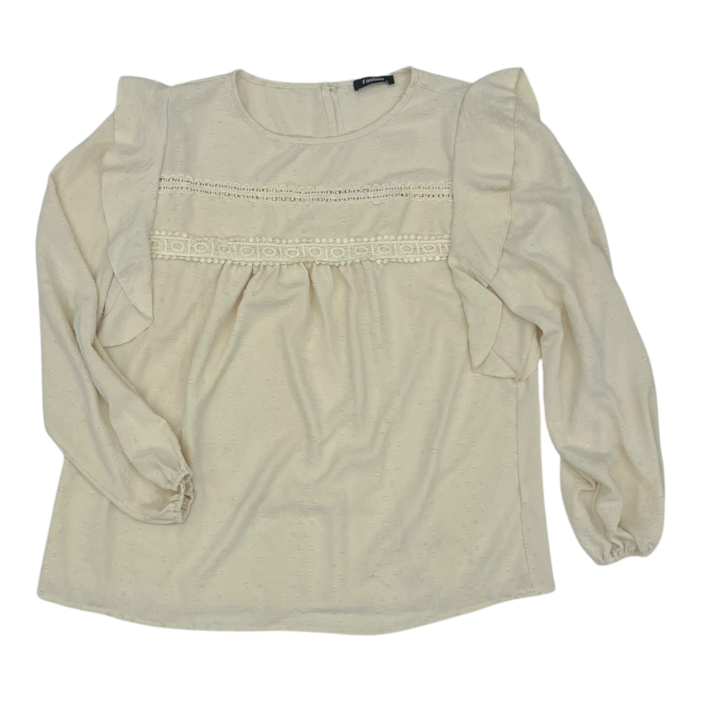 Blouse Ls By Cme In Cream, Size:Xl