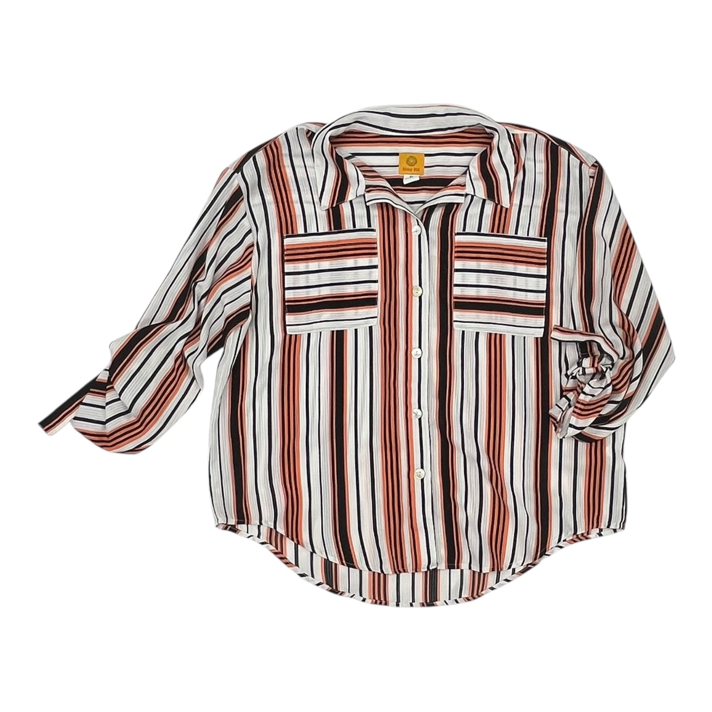 Blouse Ls By Ruby Rd In Orange & White, Size:Xl