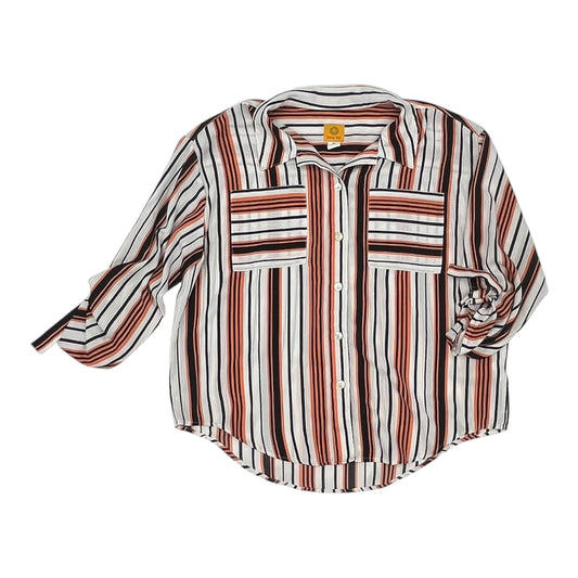 Blouse Ls By Ruby Rd In Orange & White, Size:Xl