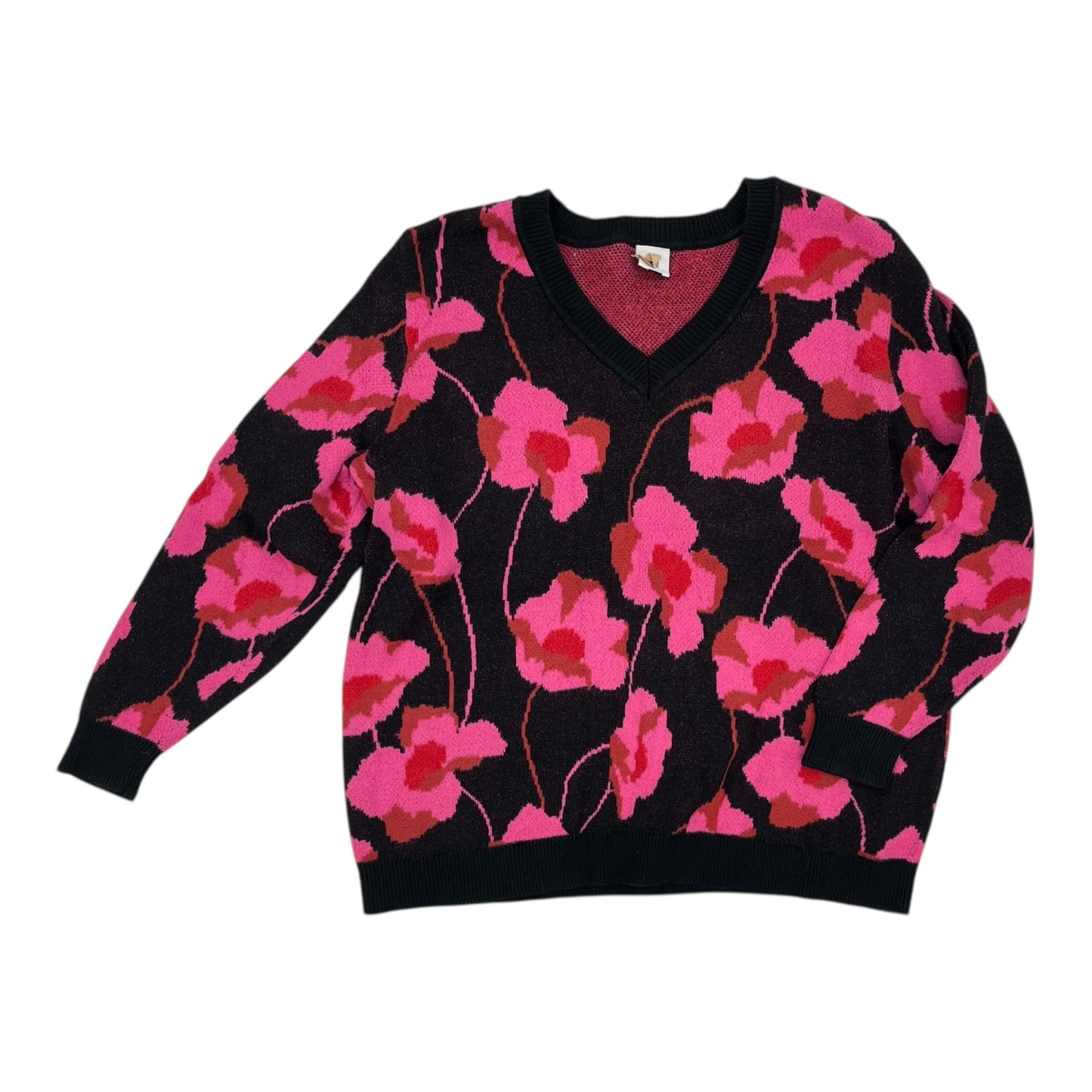 Sweater By Cabi In Black & Pink, Size:Xl