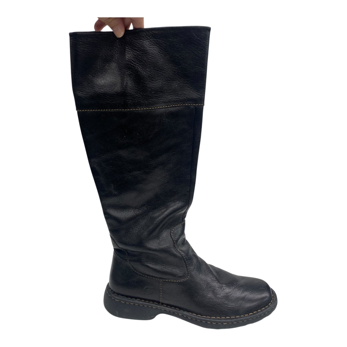 BOOTS MID-CALF FLATS by BORN in BLACK, Size:8.5