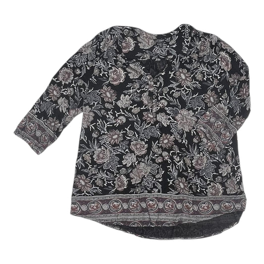 Blouse 3/4 Sleeve By Lucky Brand In Black & Brown, Size:2X