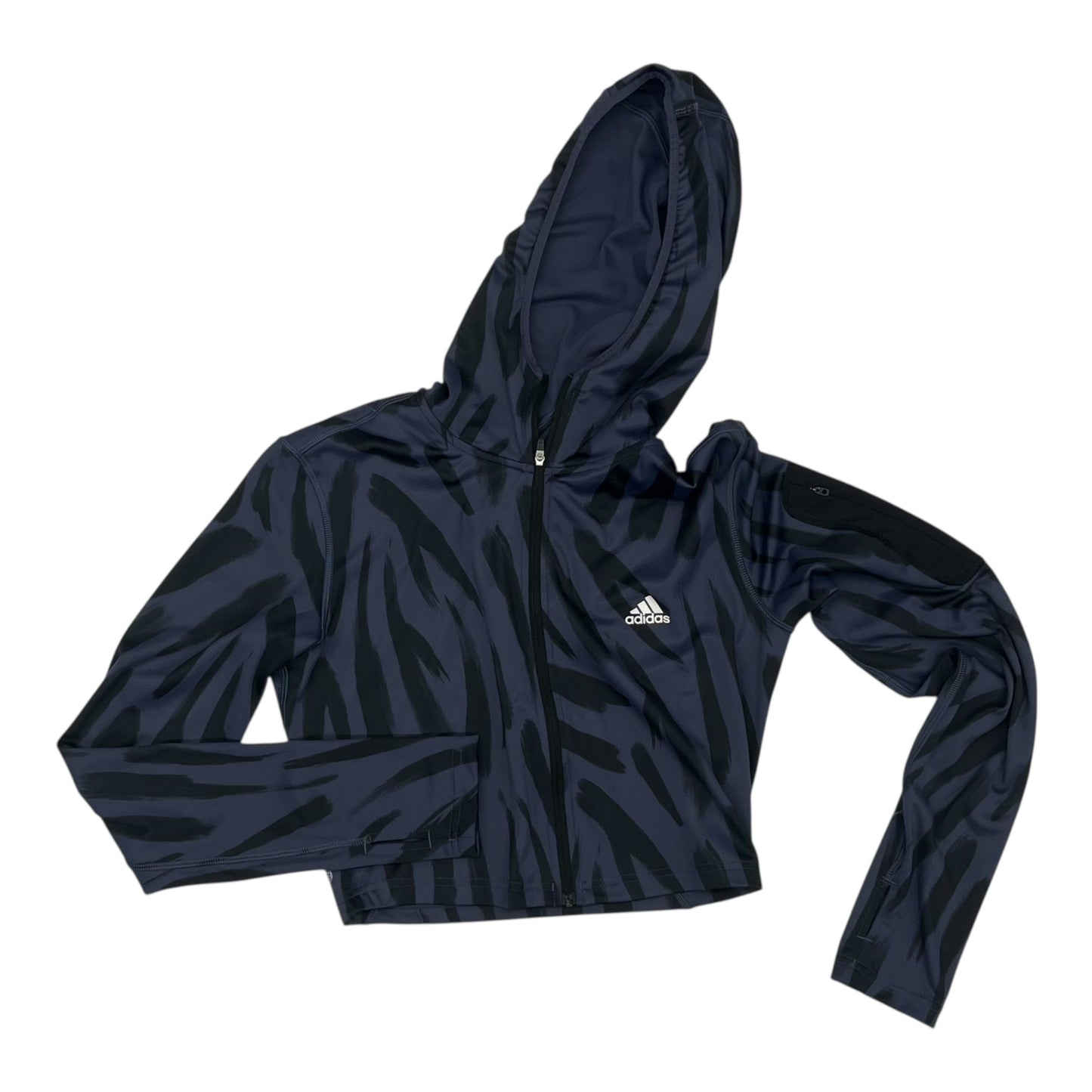 Athletic Jacket By Adidas In Black & Blue, Size:M