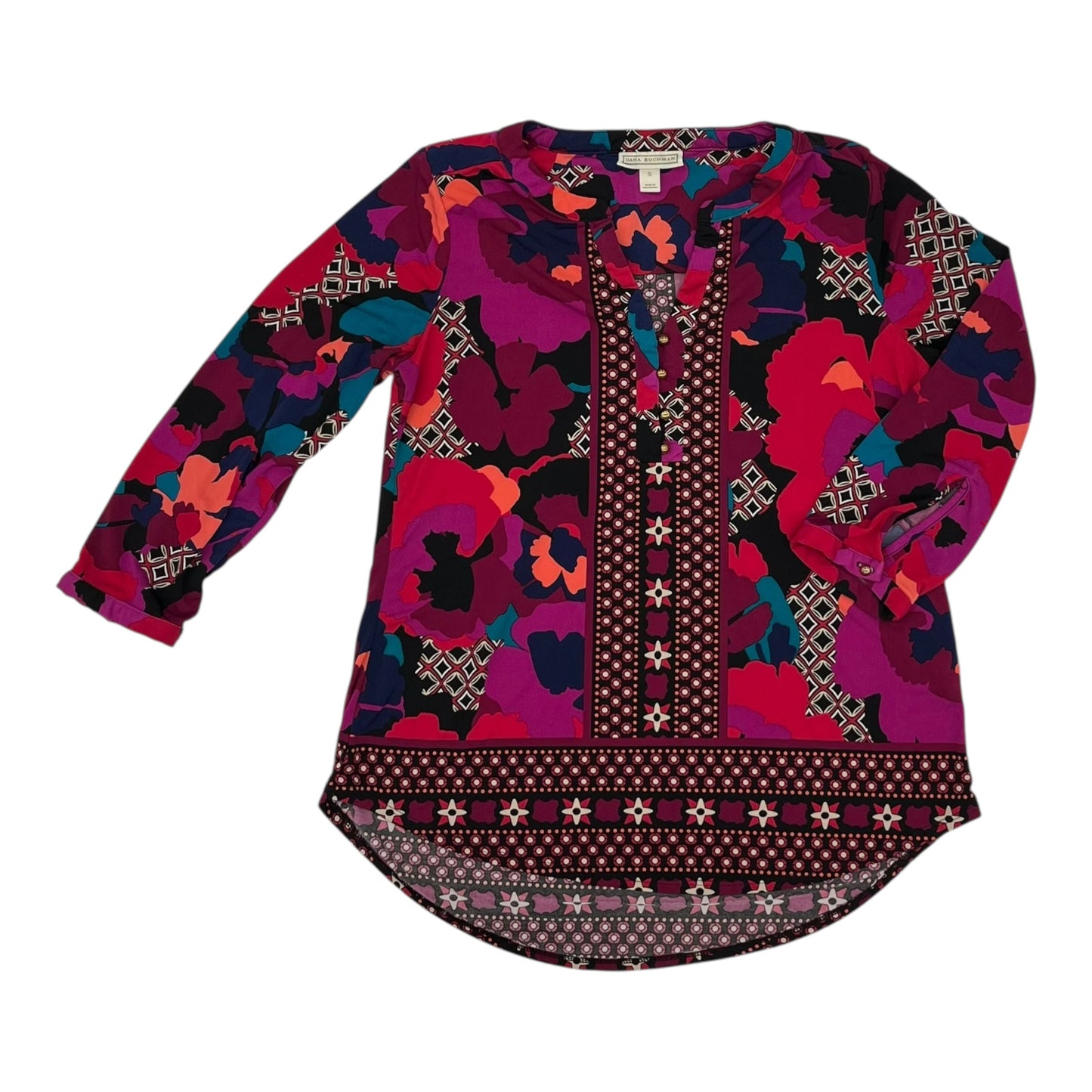 Blouse 3/4 Sleeve By Dana Buchman In Purple, Size:S