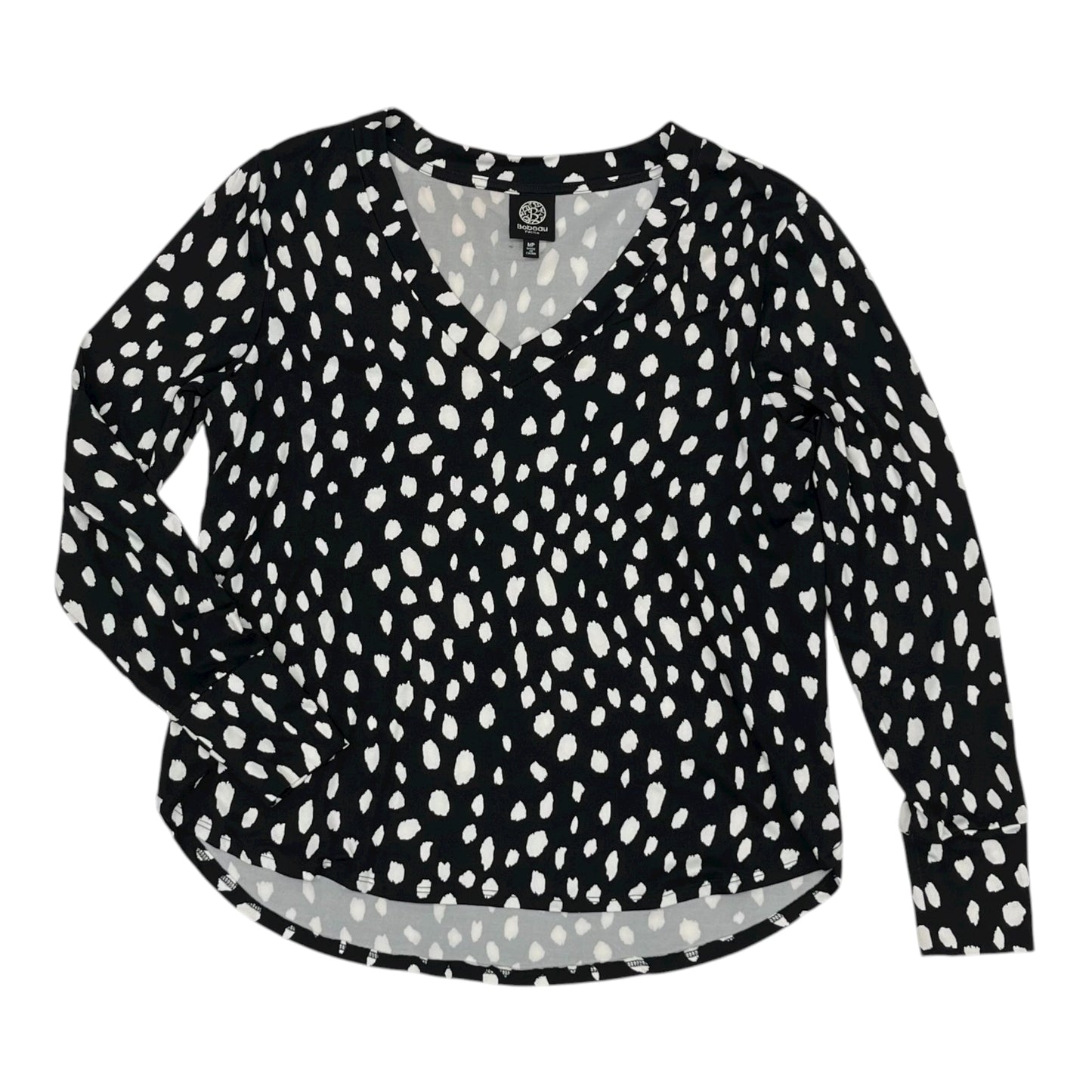 Top 3/4 Sleeve By Bobeau In Black & White, Size:Mp