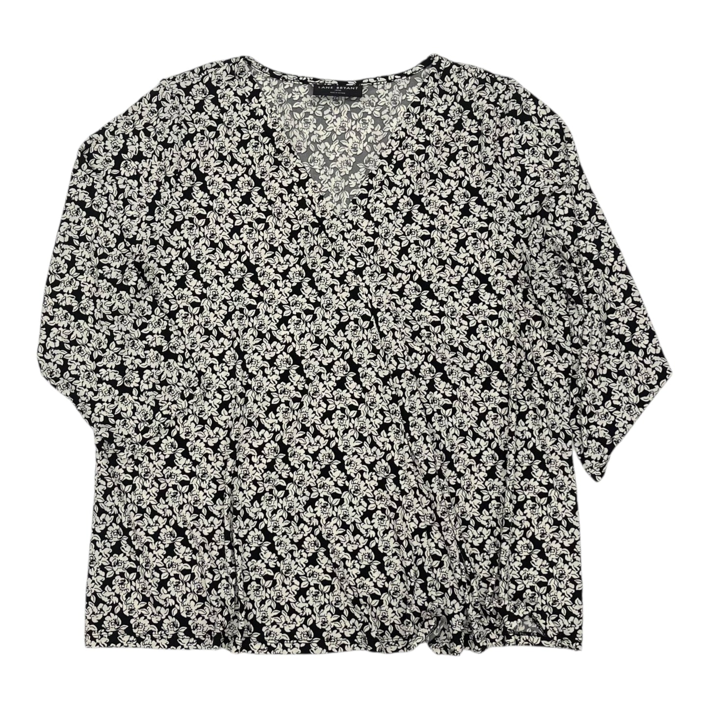 Blouse 3/4 Sleeve By Lane Bryant In Black & White, Size:2X
