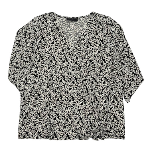 Blouse 3/4 Sleeve By Lane Bryant In Black & White, Size:2X