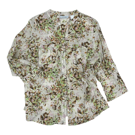 Blouse 3/4 Sleeve By Clothes Mentor In Cream, Size:1X