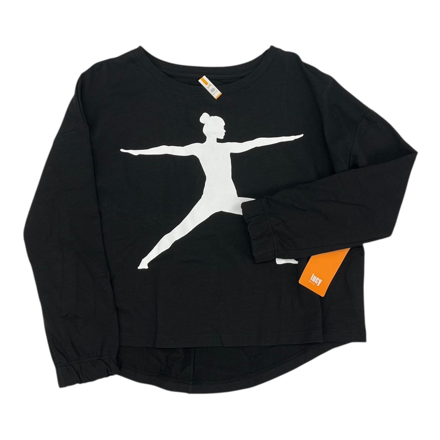 Athletic Top Ls Crewneck By Lucy In Black & White, Size:L
