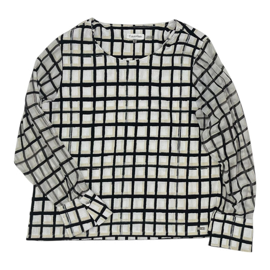 Blouse Ls By Calvin Klein In Black & Cream, Size:Xl