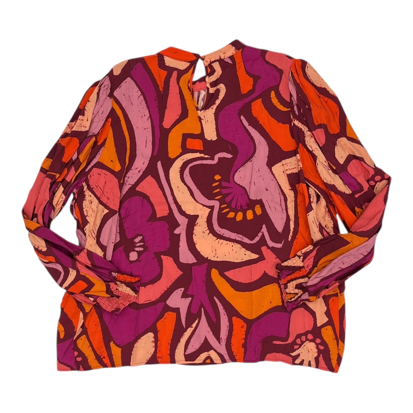 Blouse Ls By Oddi In Orange & Pink, Size:2X