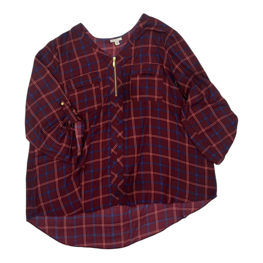 Blouse 3/4 Sleeve By Cato In Red, Size:3X