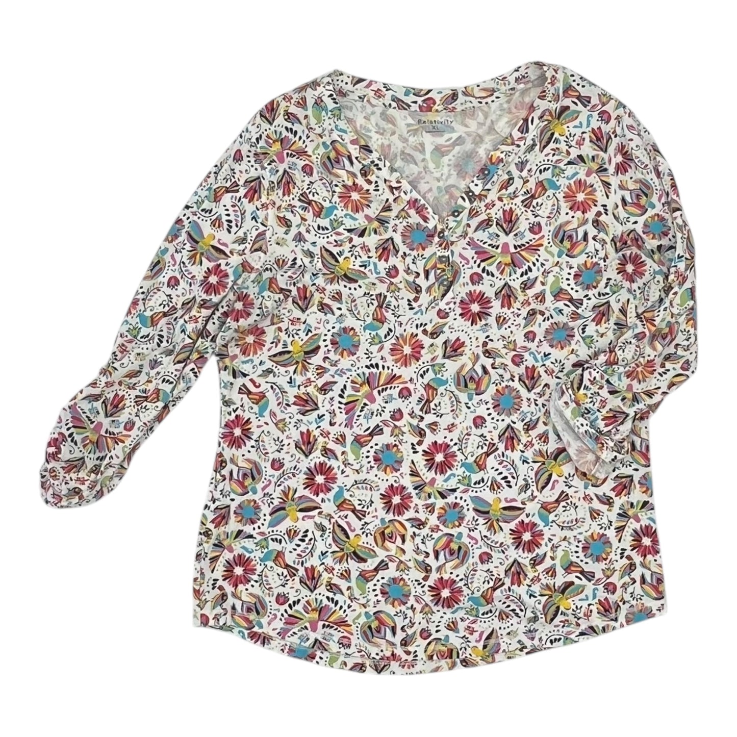 Top 3/4 Sleeve By Relativity In Cream, Size:Xl