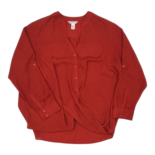 Blouse Ls By London Times In Orange, Size:1X